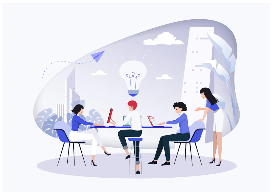 Team working together on technology solutions
